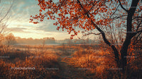 Golden Autumn Morning in a Tranquil Meadow