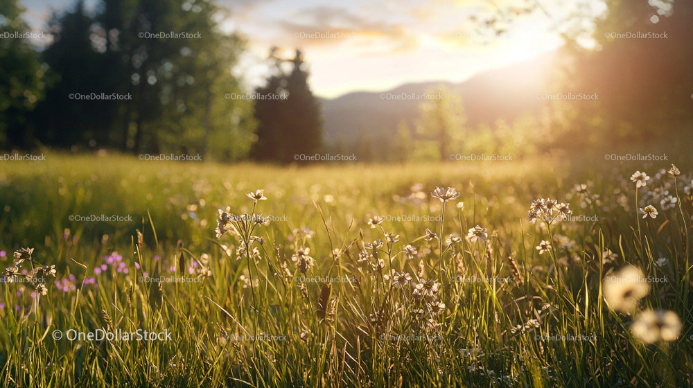 Golden Sunlight Illuminates Tranquil Summer Meadow