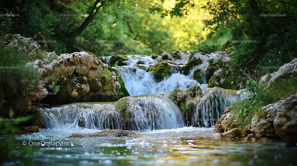 Forest Waterfall with Lush Greenery