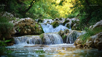 Forest Waterfall with Lush Greenery