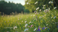 Blooming Wildflowers in a Sunlit Summer Meadow