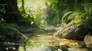 Tranquil Stream Surrounded by Lush Tropical Greenery