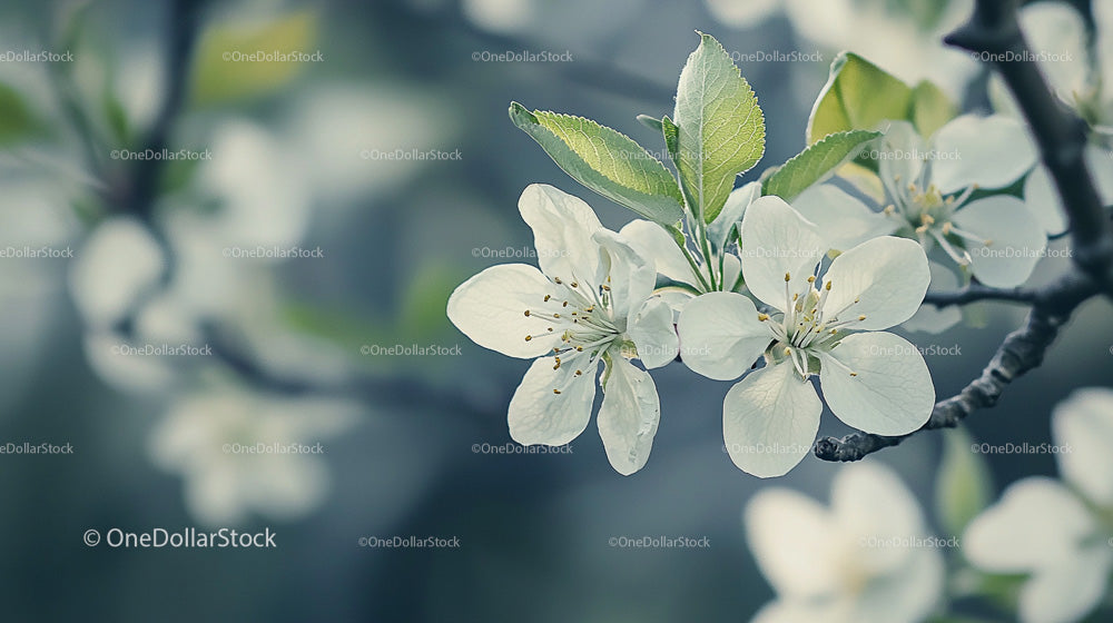 Delicate White Blossoms in Blooming Springtime