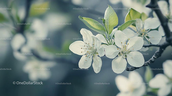 Delicate White Blossoms in Blooming Springtime