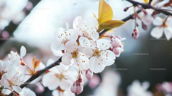 Cherry Blossoms in Full Bloom on a Spring Day