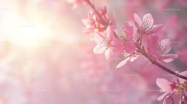 Cherry Blossoms in Sunlight Captured in Soft Focus