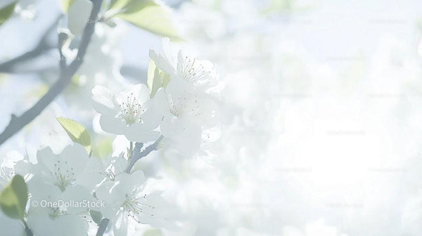 Delicate White Blossoms on a Blooming Spring Tree Branch
