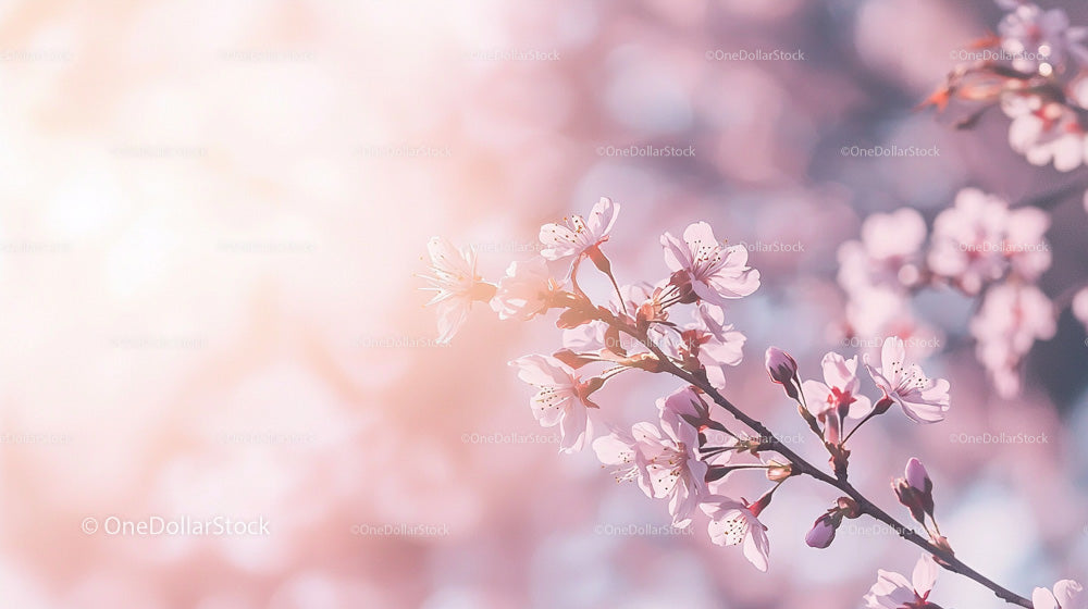 Delicate Cherry Blossoms in Soft Pastel Light