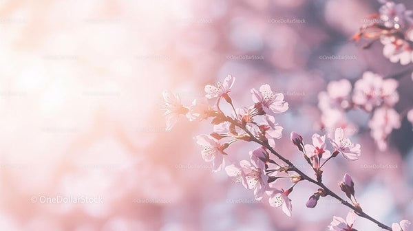 Delicate Cherry Blossoms in Soft Pastel Light
