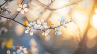 Cherry Blossoms in Warm Sunset Light