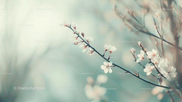 Delicate Cherry Blossom Branch in Soft Pastel Light