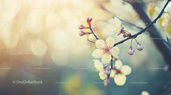 Delicate Cherry Blossoms in Soft Spring Light