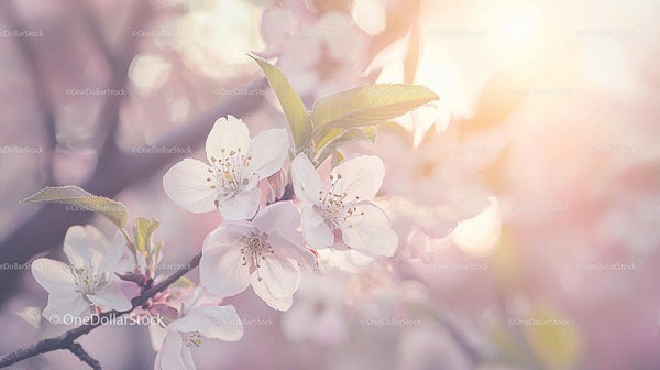 Beautiful Cherry Blossoms in Soft Spring Light
