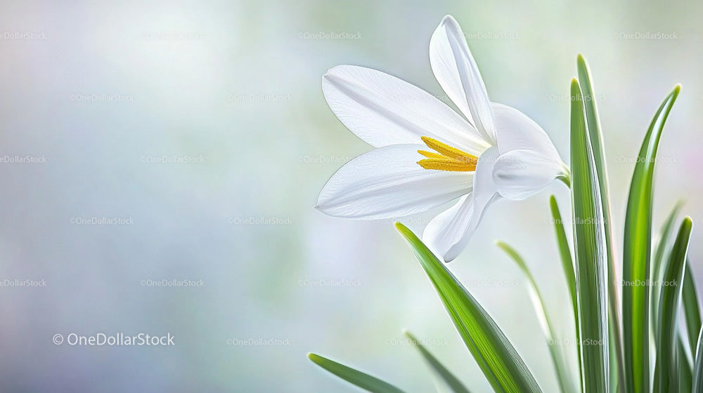 Delicate White Crocus in Elegant Spring Bloom