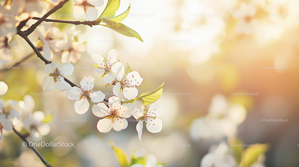 Cherry Blossoms in Warm Spring Sunlight