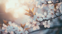 Cherry Blossoms in Gentle Spring Sunlight