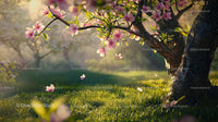 Cherry Blossom Tree Illuminated by Gentle Sunlight