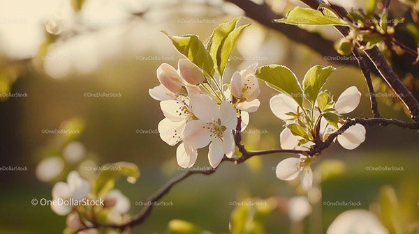 Delicate Apple Blossoms in Sunlit Spring