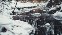 Tranquil Winter Stream with Snow-Covered Banks
