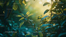 Sunlit Green Leaves in Tranquil Forest Setting
