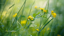 Vibrant Yellow Wildflowers in Sunlit Meadow