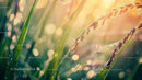 Sunlit Grasses with Golden Morning Dew Bokeh
