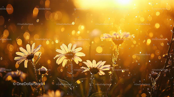 Daisies Bathed in Golden Sunset Light
