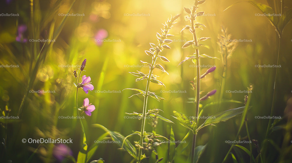 Sunlit Wildflowers Blooming in a Serene Summer Meadow