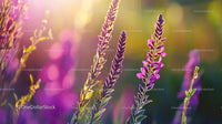 Lavender Fields in Bloom with Sunlit Abstract Background