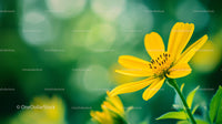 Yellow Flower with Green Background Close-Up