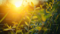 Serene Greenery at Golden Hour Sunset