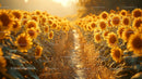 Golden Sunflower Field Illuminated by Warm Sunset Light