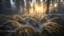 Sunrise Illuminating Frosty Forest with Ethereal Light