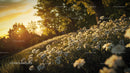 Field of Wildflowers at Sunset with Golden Light