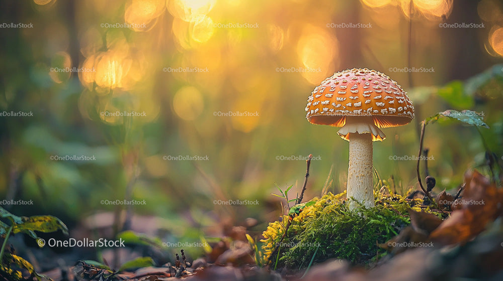 Fly Agaric Mushroom in an Autumn Forest Setting