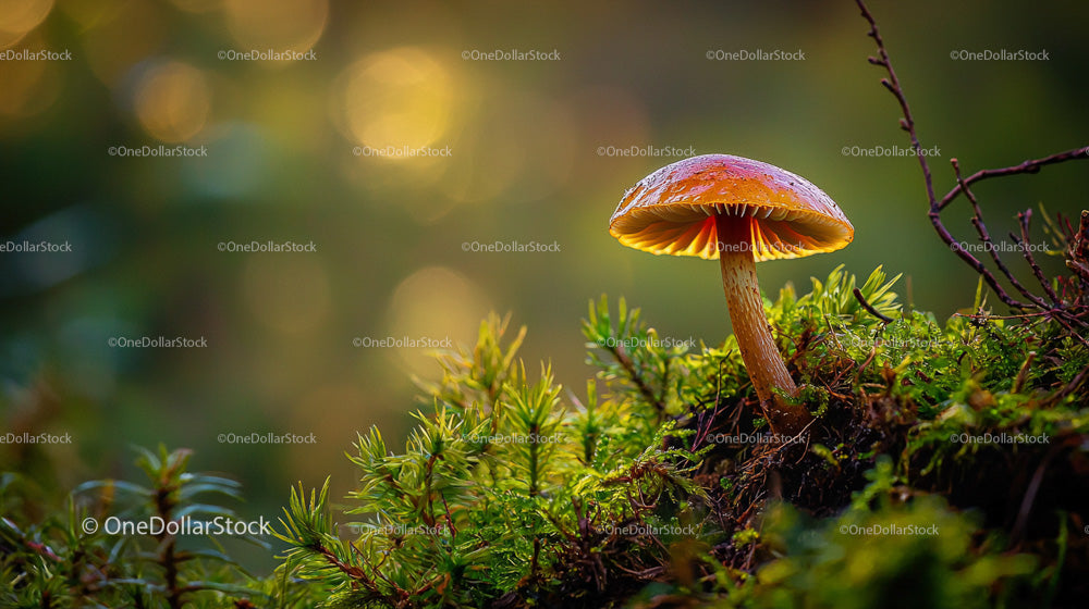 Lone Forest Mushroom Amidst Lush Greenery