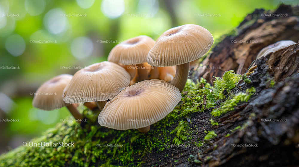 Cluster of Brown Mushrooms on a Forest Floor
