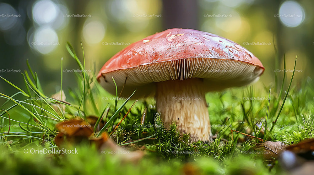 Wild Mushroom Growing on a Lush Forest Floor