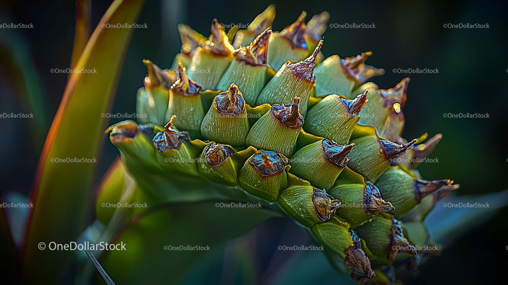 Close-Up of Exotic Green Plant with Unique Textured Spikes
