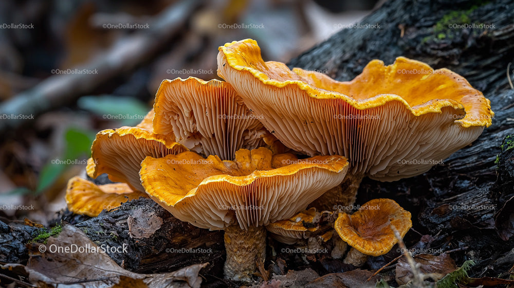 Vibrant Orange Mushrooms on Forest Floor