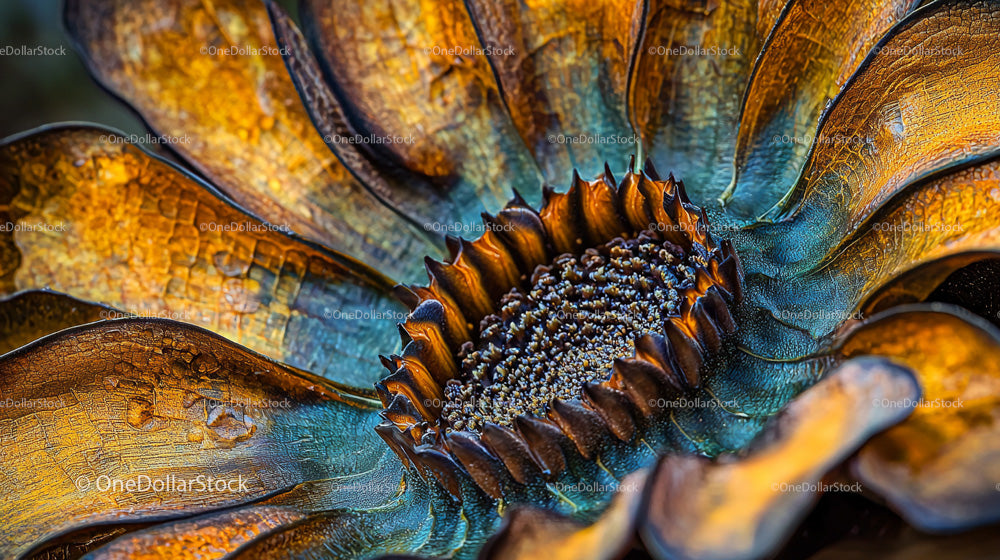 Vibrant Metal Flower Sculpture with Textured Petals