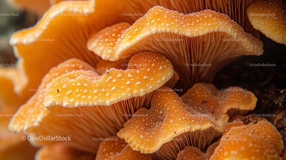 Closeup of Vibrant Orange Mushrooms with Textured Caps