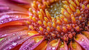 Macro Shot of Gerbera Daisy Petals with Water Droplets
