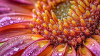 Macro Shot of Gerbera Daisy Petals with Water Droplets