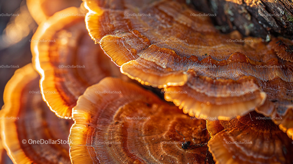 Close-up of Vibrant Orange Turkey Tail Mushrooms