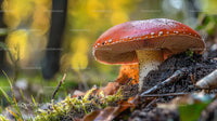 Red Amanita Mushroom on a Vibrant Forest Floor