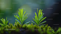 Young Green Sprouts with Fresh Leaves in Vibrant Nature
