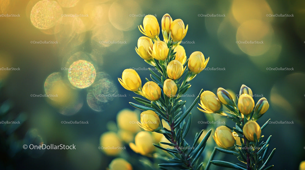 Vibrant Yellow Gorse Blossoms in Sunlit Surroundings