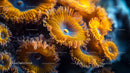 Vibrant Orange and Blue Marine Coral Closeup