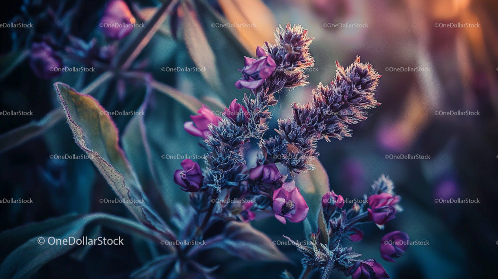 Vibrant Purple Flowers in Evening Light